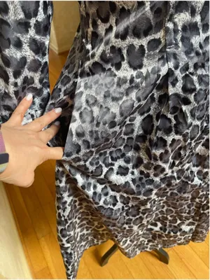 ABS Silver Label Black Grey Leopard Print Belted Trench Coat Jacket XS Statement thumbnail 15
