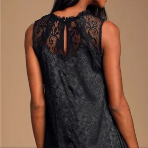 Evidently in Love Black Floral Swing Mini Dress S thumbnail 2