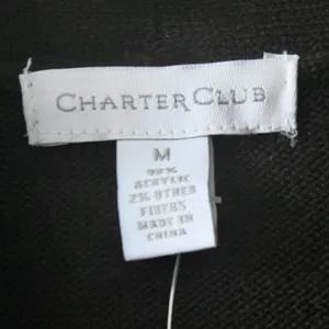 NWOT Charter Club Black Silver Metallic Cardigan Long-Sleeve Blouse Medium thumbnail 4