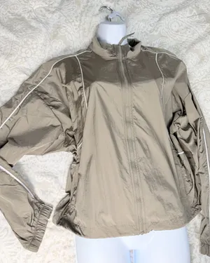 Avia Beige Bomber Jacket with White Piping - Women thumbnail 1