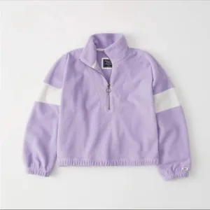 Abercrombie & Fitch Sherpa Half Zip PullOver Sweatshirt Purple White Size Small thumbnail 6