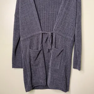 Barefoot Dreams CozyChic Ultra Lite Ribbed Cardigan Sweater Navy Blue Size Small thumbnail 7