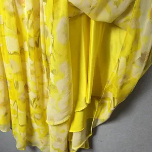 Vince Camuto Yellow Floral Chiffon Strapless Asymmetrical Dress Womens Size 10 thumbnail 6