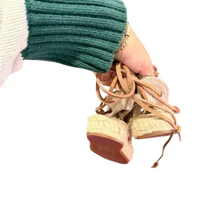 SALUDOS Wrap Gladiator Leather Tan Espadrille Flats Size 6 thumbnail 8