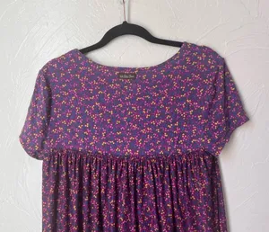 Matilda Jane purple floral layered shirt sleeve top size M thumbnail 6