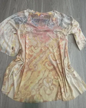 Sheer Pastel Patterned Swim Coverup - Cream Pink Yellow thumbnail 1