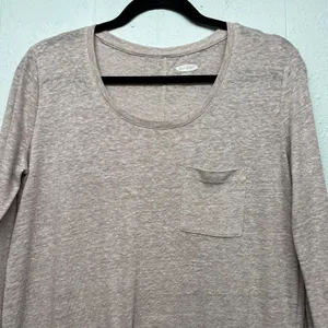Old Navy Boyfriend Long Sleeve Scoop Neck Top Womens XS Linen Blend Minimalist thumbnail 3