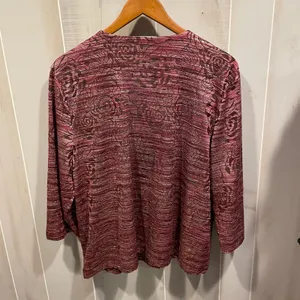 JM Collection Cute cottagecore raspberry roses stretchy cardigan tapestry look top thumbnail 5