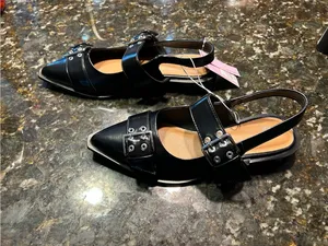 Size 8 Peyton Double Buckle black Slingback Flats by wild‎ fable alt punk rock thumbnail 2