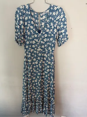 Reformation Nantes Midi Dress Blue Floral Mari Print 4 thumbnail 2