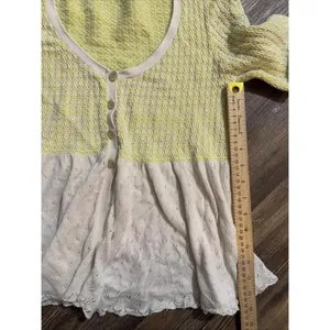 Free People Boho Hippie Bell Sleeve Peekaboo Lace Crochet Sweater Medium‎ thumbnail 6