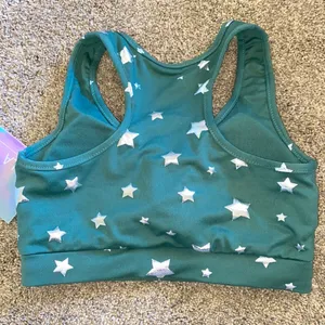NWT Star Patterned Sports Bra Green Size M thumbnail 3
