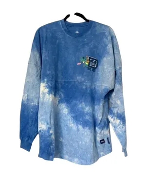 Disney Stitch Hawaiian Aloha Spirit Jersey Blue Womens Medium Long Sleeve thumbnail 7