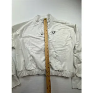 Gymshark Training Pippa 1/4 Zip Pullover White Cropped Top L thumbnail 4