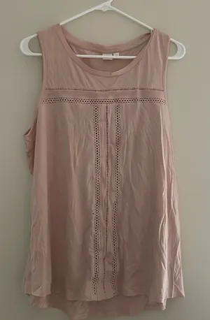 Gap Woven Trim Wispy Pink Sleeveless Blouse Size L thumbnail 1