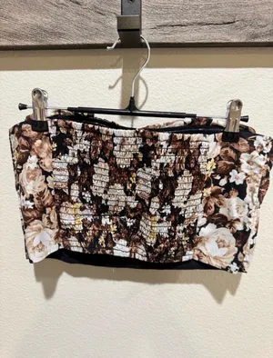 Abercrombie & Fitch Brown Floral Tube Top and Midi Skirt Set thumbnail 5