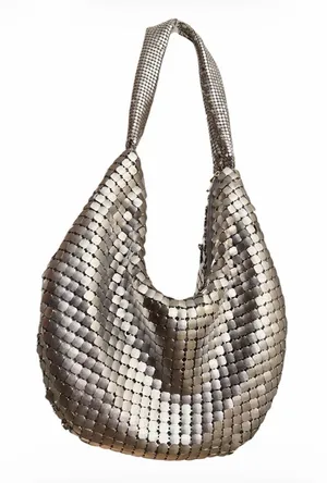 Metallic Silver Chainmail Hobo Shoulder Bag NWOT thumbnail 1
