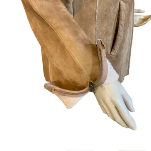 Vintage Y2k Gap Tan Suede And Cream Faux Shearling Lined Jacket (M) thumbnail 8