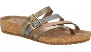 Walking Cradles Wedge‎ Sandals Womens 9W Metallic Gold Silver Bronze Strappy thumbnail 1