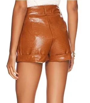 superdown brown leather shorts thumbnail 2