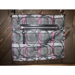 Coach Purse Poppy Plaid Berry‎ Pink Purple Black Glittery thumbnail 3
