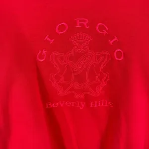 Giorgio Vintage 80s Cotton Blend Red Collared Embroidered Sweatshirt‎ Women's L thumbnail 3