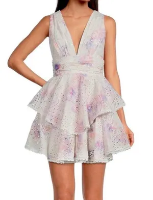 NEW Gianni Bini Pastel Tiered Ruffle Mini Dress Women's Size 6 thumbnail 2