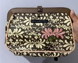 Petunia Pickle Bottom‎ Floral Pink And Brown Cross Town Clutch Wristlet & Pad G thumbnail 1