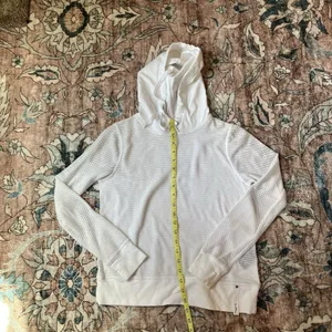 Ralph Lauren LRL Sweater Womens Large White Pullover Hoodie Thermal Waffle Knit thumbnail 4