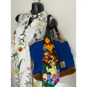 Dooney & BOURKE Blue Brown Large Fabric Tote Bag thumbnail 6