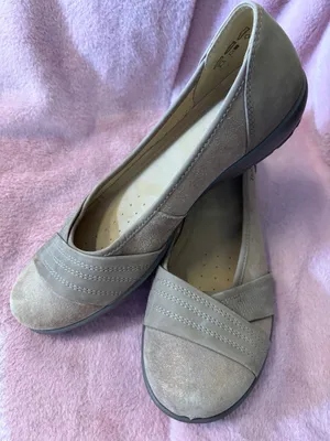 Hotter Natasha Taupe Comfort Flats Metallic Suede‎ Slip On Shoes Womens 9.5 thumbnail 1