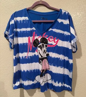 Disney Mickey Mouse Beach Bum Tie Dye Stripped Tee sz L thumbnail 1