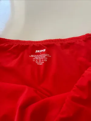 SKIMS Strapless Thong Bodysuit, size Large, Bright Orange/Red, NEW no tag. thumbnail 4