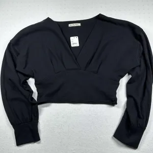 Free People We The Free All Nighter Thermal Cropped Top Women’s XL Black NWT thumbnail 2