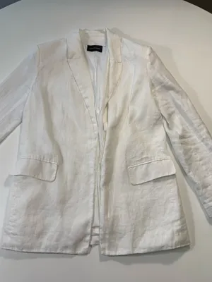Dolce Cabo 100% Linen White Blazer Size Small Black thumbnail 2