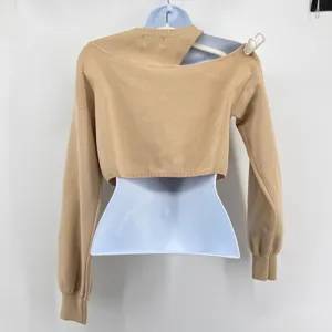 Michael Costello x REVOLVE Beige Tan Cut Out Oversized Cropped Sweater XS Top thumbnail 6