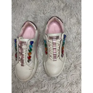 Kurt Geiger London White Pink Gem‎ Heart Embellished Sneakers Women 5.5 Youth 3 thumbnail 2