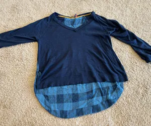 PILCRO long sleeve v neck flannel shirt thumbnail 1