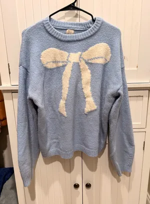 New Day Light Blue Bow Sweater thumbnail 1