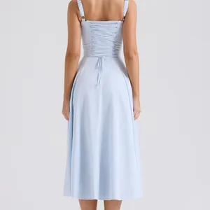 HOUSE OF CB 'Carmen' Soft Blue Cotton Bustier Sundress NWOT thumbnail 3