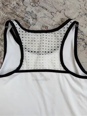 Tuckernuck White Racerback Tank with Black Trim thumbnail 8