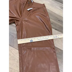 Old Navy Pants Size 14 Tan Faux Leather High Rise OG Loose Button Zip Front NWT thumbnail 7