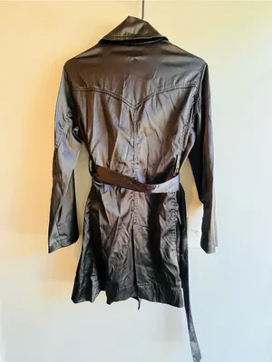 Noblita Classic Double-Breasted Black Trench Coat with Belt XS thumbnail 3