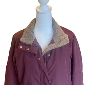 LL Bean Puffer Insulated Fleece Lined Burgundy Winter Coat Womens Size Medium thumbnail 6