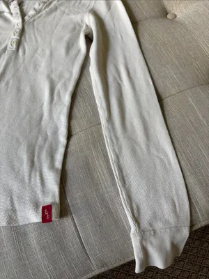Eastern Mountain Sports White Waffle Knit LS Henley Tee Size Small thumbnail 4