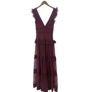 Lulus Marvelous Darling Burgundy Ruffled Tiered Maxi Dress size XS NWT thumbnail 5