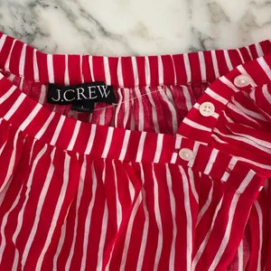 NWOT J. Crew Cotton Voile Beach Coverup Skirt Red & White Stripes Sz L Sold Out thumbnail 5