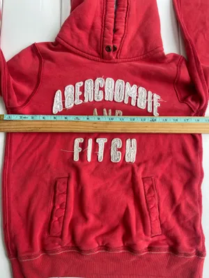 Vintage 90s Abercrombie & Fitch Red Hoodie, Size L thumbnail 5