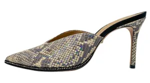 Schutz Heliconia Iridescent Snake Embossed Leather Crystal Trim Mule Heels 7.5 thumbnail 1