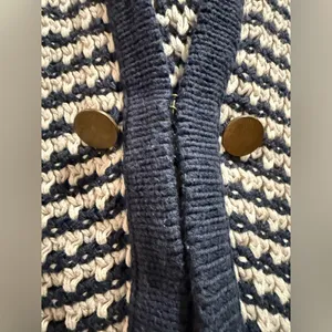 LOFT Navy and Cream Striped Cardigan‎ Size M thumbnail 7